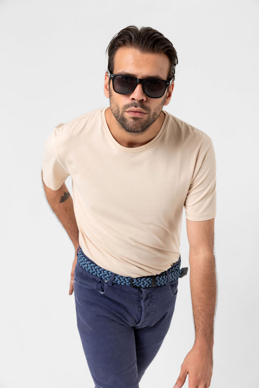 Elastischer Strickgürtel für Unisex, Marineblau-Indigoblau